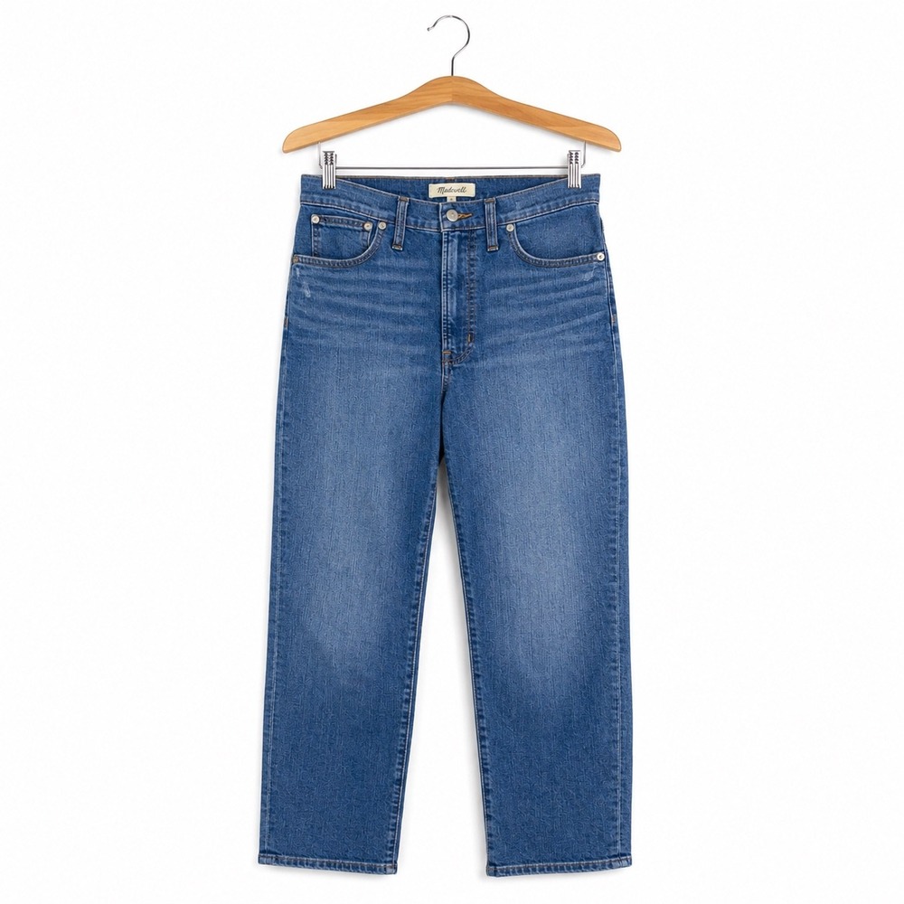 Madewell Womens High Rise Straight Leg Jeans Blue Distressed Denim Size 26
